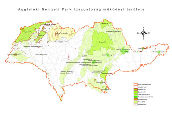 Az Aggteleki Nemzeti Park Igazgatóság működési területe
